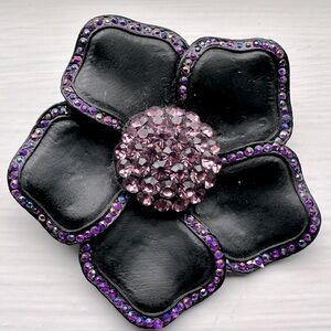 Vintage flower brooch with pink & purple rhinestones
